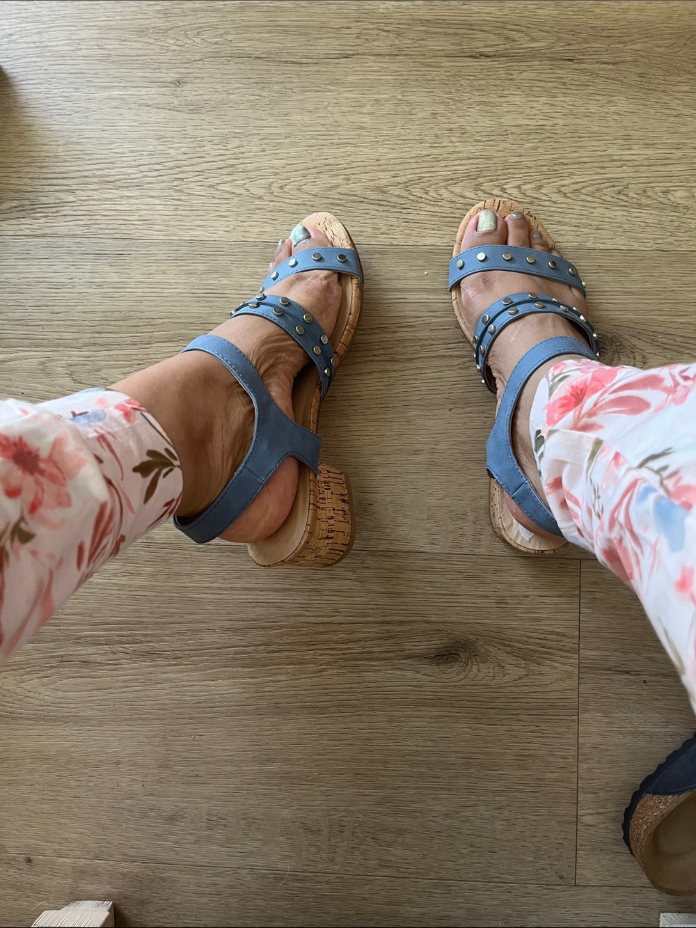 Restricted Blue Studded Women’s Ankle-Strap Sandals - Picture 4 of 7